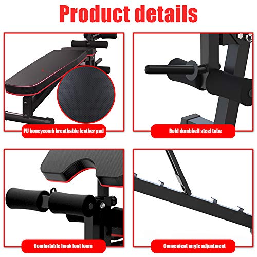 EXF Weight Bench with Leg Extension and Leg Curl,Strength Training Bench for Full Body Workout Bench with Fast Folding Max Load 661LBS(Black)