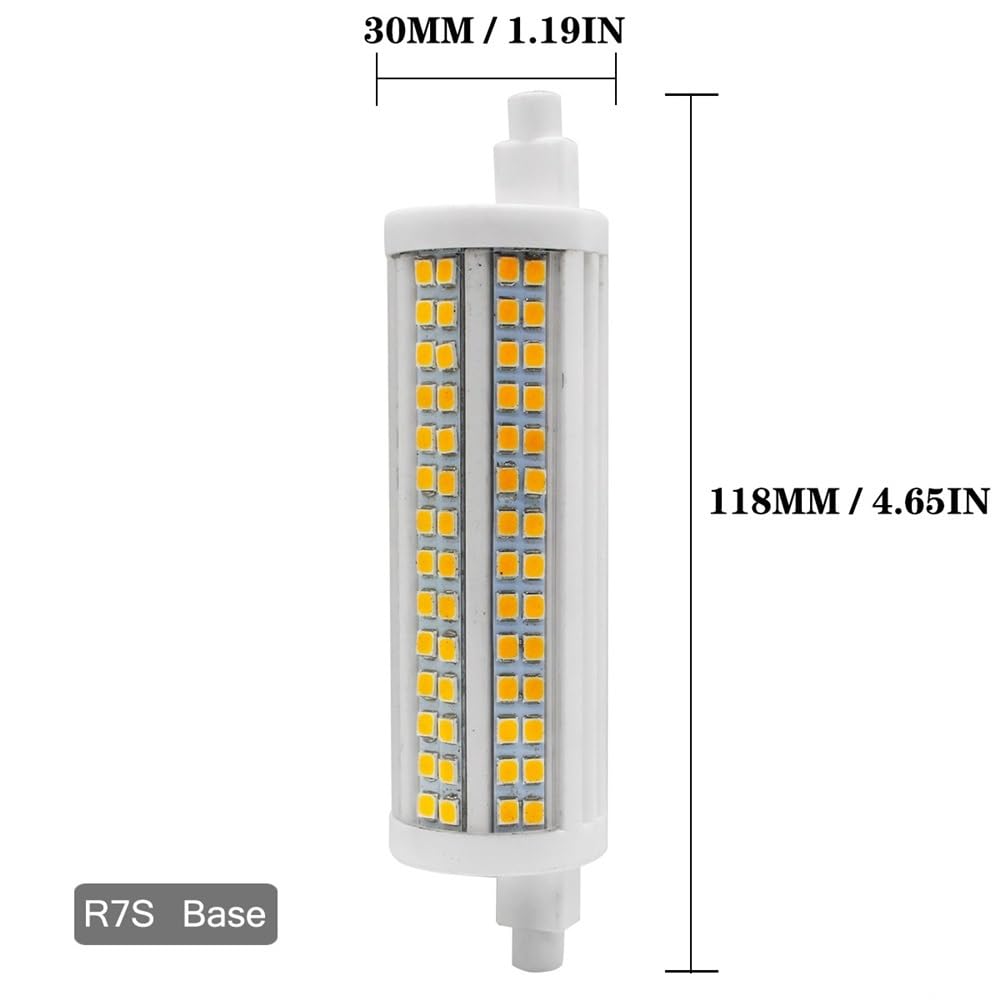 1fortunate Ampoules, Pack de 10, Lampe LED R7S Corm, 118mm 20W 168led-2835SMD AC220V Lampe à Gradation Couvercle Transparent(Warm White)