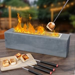 Tabletop Fire Pit Concrete Mini Indoor Fireplace Decor Rectangular Alcohol Table Top Firepit Outdoor Indoor Table Fire Pit Tabletop for Patio Camping Balcony Housewarming Birthday Gifts