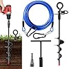 Heavy Duty Dog Tie Out Cable and Stake,16FT Rust Proof Dog Leads Tether for Yard with Swivel Hook,360°Swivel Spiral Dog Stake&Chain Up to 200 lbs,Removable Ground Anchor for Outdoor Beach Camping