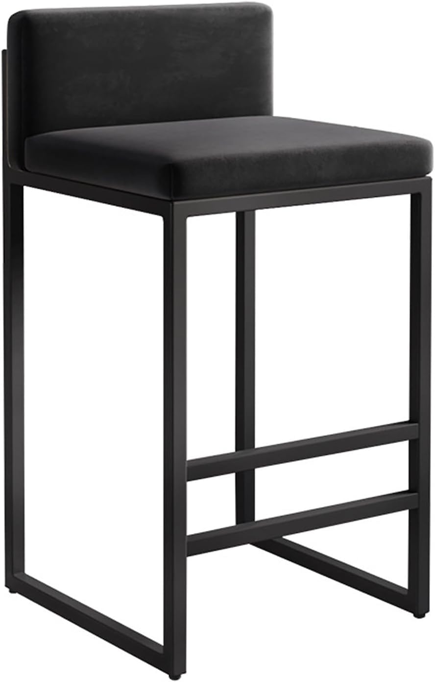 IUokLU Modern Kitchen Bar Stools with Backrest Adjustable Counter Height Barstools with Black Metal Frame Swivel High Bar Chairs for Home Bar/Black/65cm & 75cm Height(Black-H65Cm)