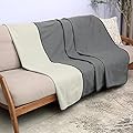 Catalonia Classy Waterproof Blanket for Sofa, Washable Couch Cover Bed Protector, Reversible Soft Blanket Throw for dogs 203 x 152cm Taupe/Grey