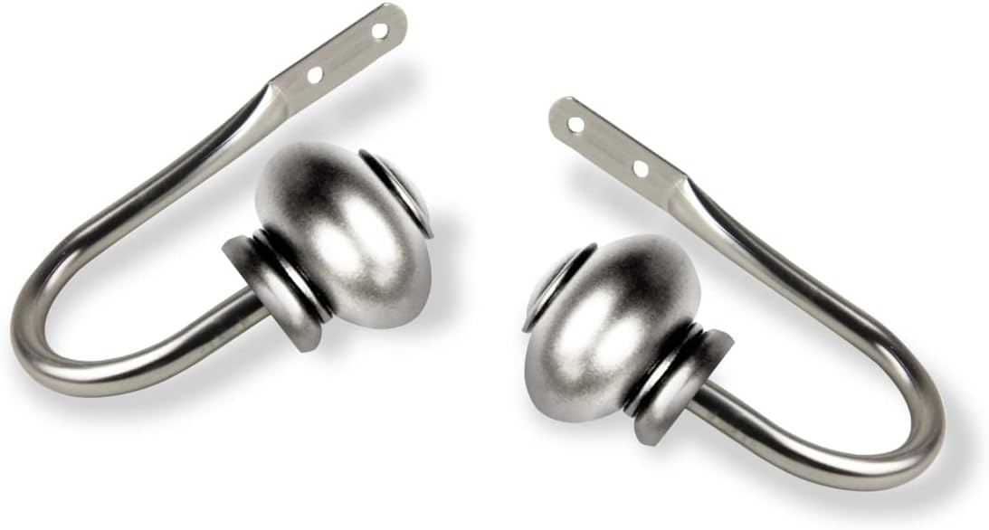 Rod Desyne Yolanda Curtain Rod Holdback Pairs - Satin Nickel