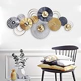YAOLAN Wanddeko Metall, Wandskulptur Metall, Metall Wandobjekt Kreise, Metallbild 3D, Runde Metallwanddekoration, Wandschmuck, Wandornament, Perfekte Für Deko-Objekt Wohnzimmer 122x56Cm