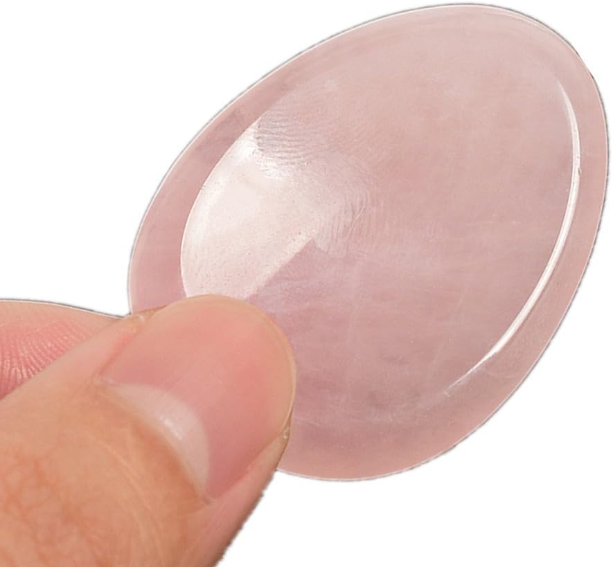 AITELEI Natural Thumb Worry Stone Rose Quartz Oval Palm Stones Thumb Stone for Chakra Reiki,Anxiety,Healing Crystal Therapy Geometry Gemstone