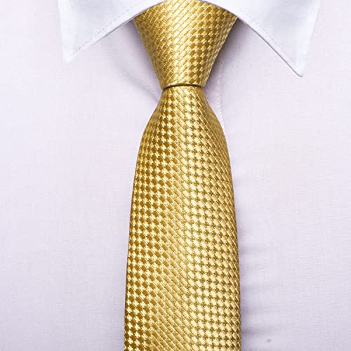 Image of Hi-Tie Father and Son Tie Set Striped Plaid Ties for Men and Boys Silk Necktie Pocket Square Set for Wedding Gifts