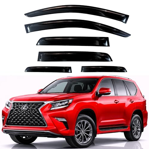 Image of KPY Rain Guards Fit for 2010-2023 Lexus GX460, Out-Channel Window Visors Vent Wind Deflectors 6PC, Car Accessories for 10-23 Lexus GX Series