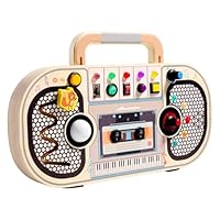 SaaG Montessori Busy Board with LED Light Switch Wooden Busy Board for 1 2 3 Year Olds Educational Activities Toddler Travel Toys Montessori Baby Toys Baby Sensory Board