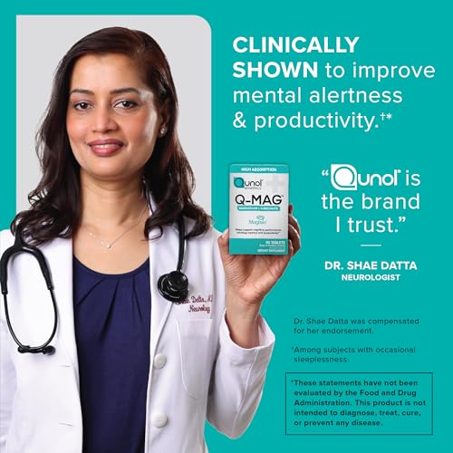 Image of Qunol Q-Mag Magnesium L-Threonate Tablets, 2000mg of Magtein to Help Support Cognitive Performance, Improve Mental Alertness & Productivity, Supports Restful Sleep, High Absorption, 60 Count