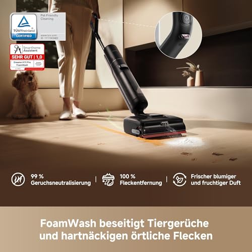 dreame H15 Pro FoamWash Nass- und Trockensauger, gezieltes FoamWash, intell. Dosierung, KI-Roboterarm 2.0, TangleCut 2.0, intell. Bürstenreinigung bei 100 °C, intell. Trocknung