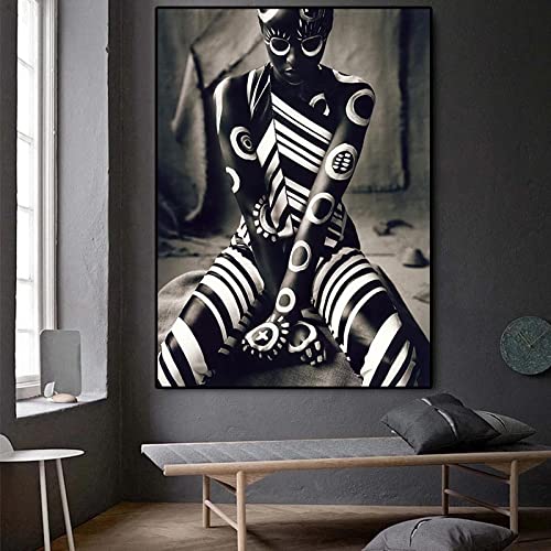 Tableau femmes africaines peinture sur toile de haute qualité avec cadre intérieur