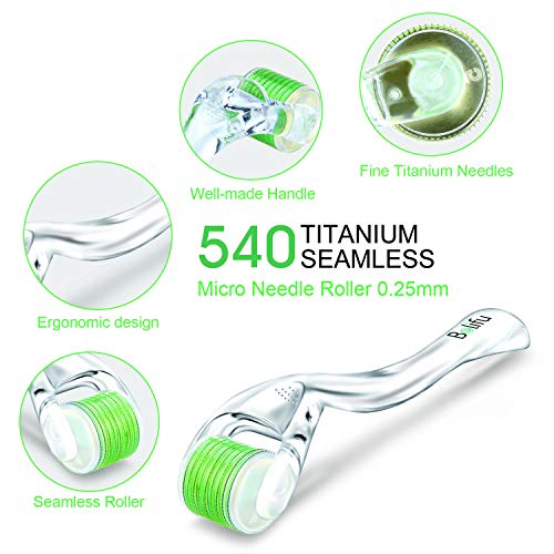 Derma Roller Microneedles Skin Care Tool, 540 & 180 Titanium Seamless Micro Needle Roller 0.25mm Cosmetic Needle for Face Eye Skin Body Treatment - Thumbnail 3