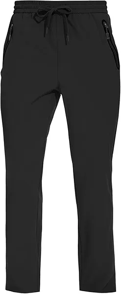 MOURCE Men's Lightweight Travel Pants Breathable Athletic Elastic Waist Casual Pants Quick-Dry Joggers 2 Zipper Pockets