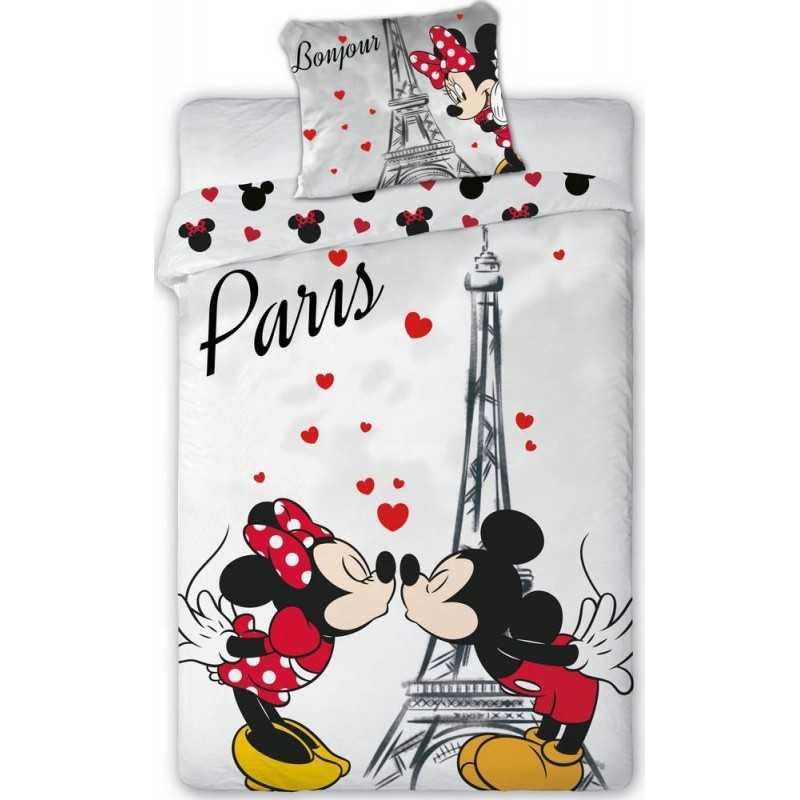 arlis Parure Housse de Couette Minnie and Mickey Paris - 1 Housse de Couette + 1 taie d'oreiller - 100% Coton (Parure de lit Minnie & Mickey Paris, 140 X 200...
