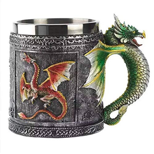 Xuxuou 1 Pieza Jarra de Cerveza Halloween Vaso de Cerveza con Dragón Material de Acero Inoxidable y Resina
