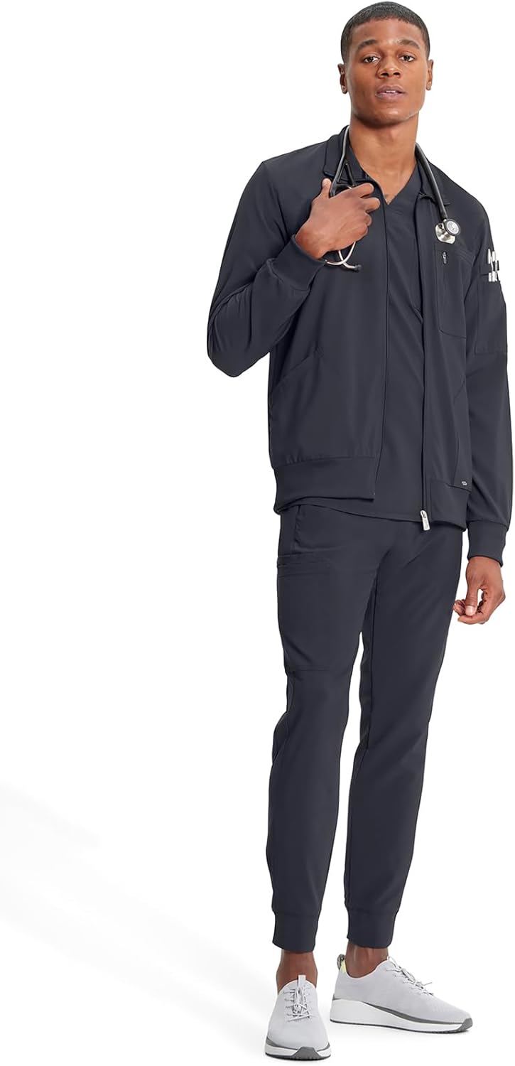 Cherokee Infinity Mens Zip Front Warm-Up Scrub Jacket, Modern Fit, 5 Pockets, Rib-Knit Panels Moisture Wicking - CK305A - Image 3