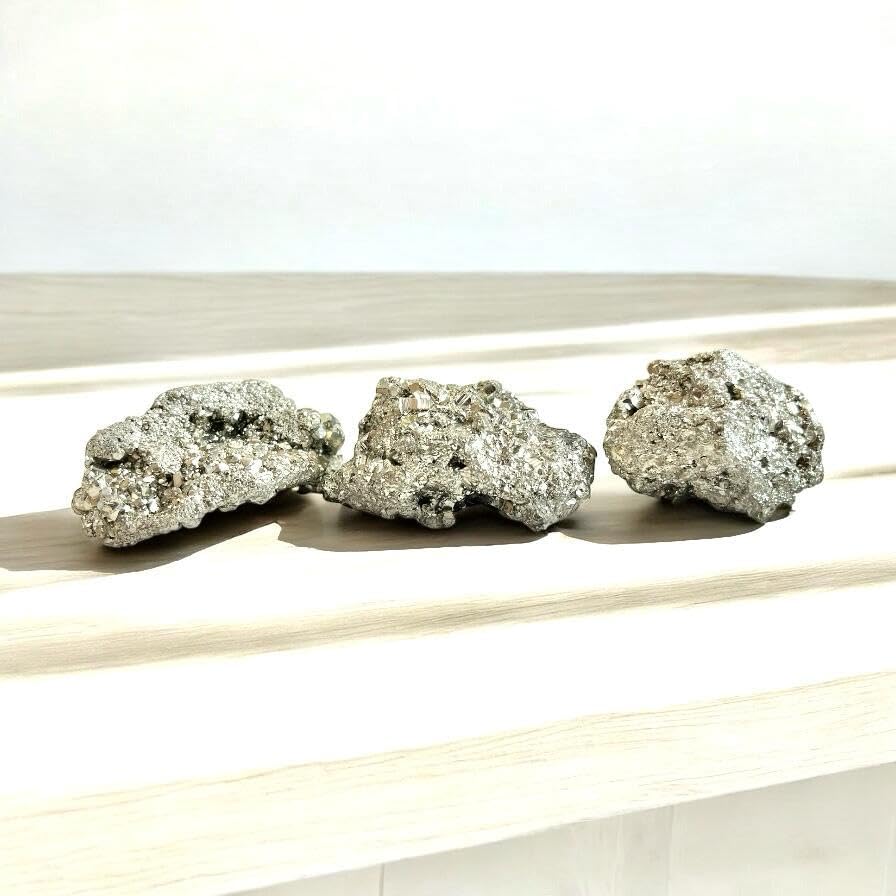 Image of Natural Pyrite Stone Cluster - Original Iron Pyrite Gold Rock Crystal for Wealth, Willpower & Manifestation | High Energy Reiki Healing Crystal for Meditation, Protection & Positive Energy