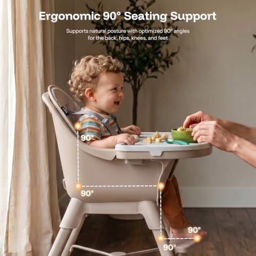 Image of HARPPA Caspio Lite High Chair, 4-in-1 Baby Feeding Chair with Footrest | Wipeable High Chairs for Babies and Toddlers, Wide Stable Base, Reinforced X-Bracket, Adjustable Double Tray, Posture Support