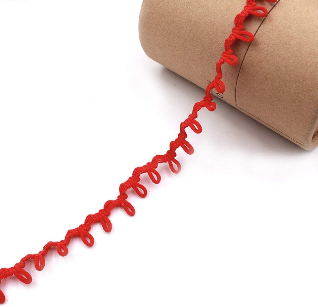 Yalulu 18 Yards Mini Buttonhole Trim Pom Pom Ball Fringe Ribbon Tassel DIY Craft Sewing Accessory for Home Curtain Clothes Pillow Decoration (White)