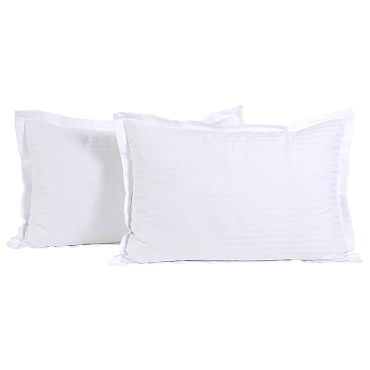 Kuber Industries Cotton Luxurious Striped 2 Pieces Pillow Cover 25"x17" (White)-CTKTC30042