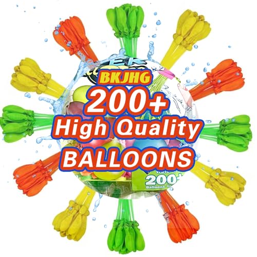 200+ Rapid-Filling Self-Sealing Tropical Colored Water Balloons for Outdoor Family, Friends, Children Summer Fun (12 Pack)