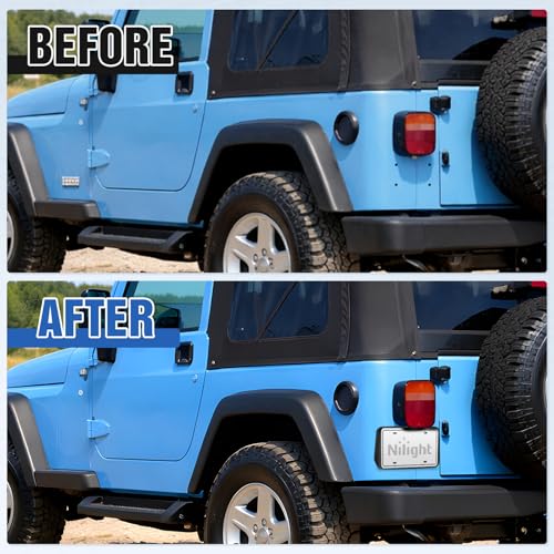 Image of Nilight Rear License Plate Frame Holder Bracket for 1997 1998 1999 2000 2001 2002 2003 2004 2005 2006 Jeep Wrangler TJ Accessories Replace #55174994 Plastic License Plate Mounting Black