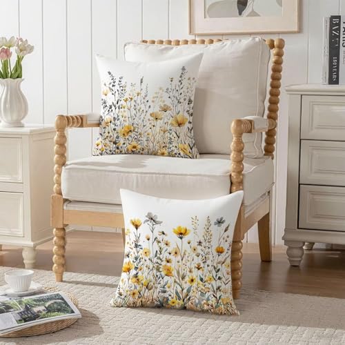 Housse coussin 75x75cm velours premium jaune avec fermeture éclair