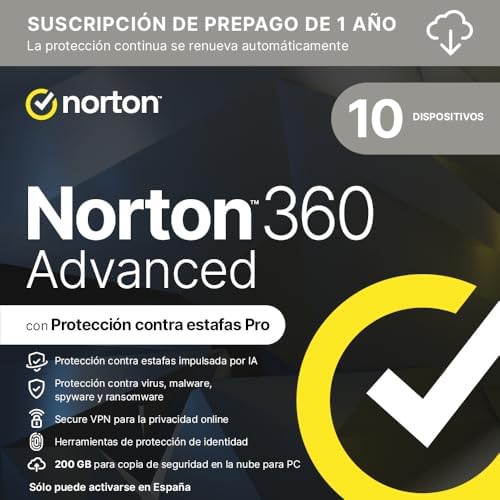 Norton 360 Advanced 2026 │ 10 Dispositivos │ 12 meses renovación ...