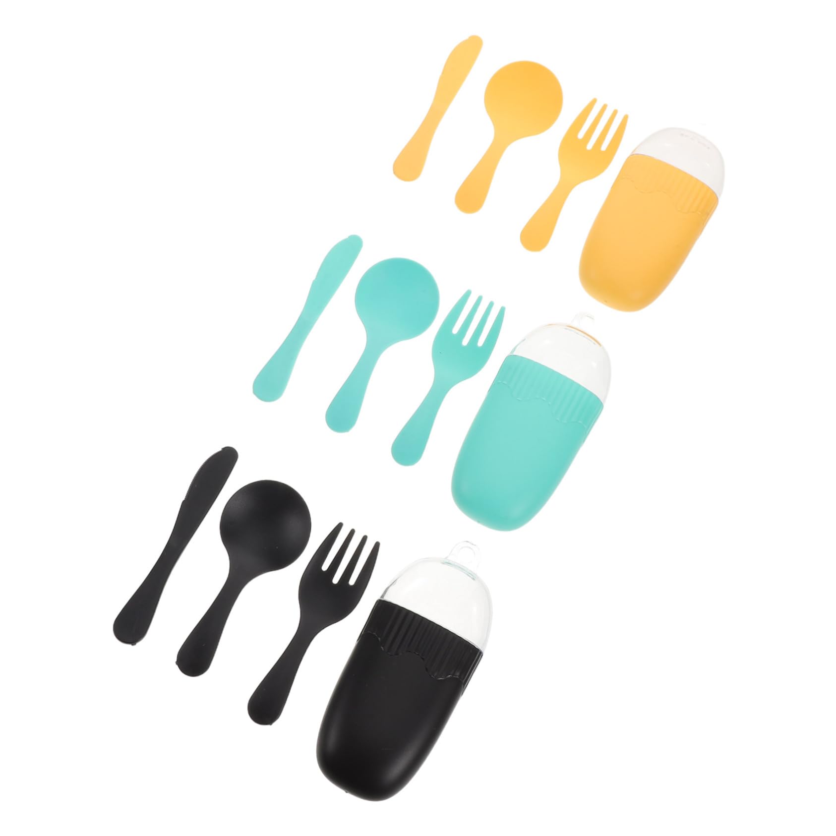 MAGICLULU 3 Sets Travel Utensil Portable Cutlery with Innovative Storage Case for School Lunches Camping and Road Trips Spill Easy to Clean