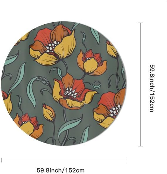 Miniatura 2 de Mantel redondo de moda con flores amarillas, lavable, resistente a las arrugas, para el hogar, cocina, comedor, picnic, campamento, fiesta,