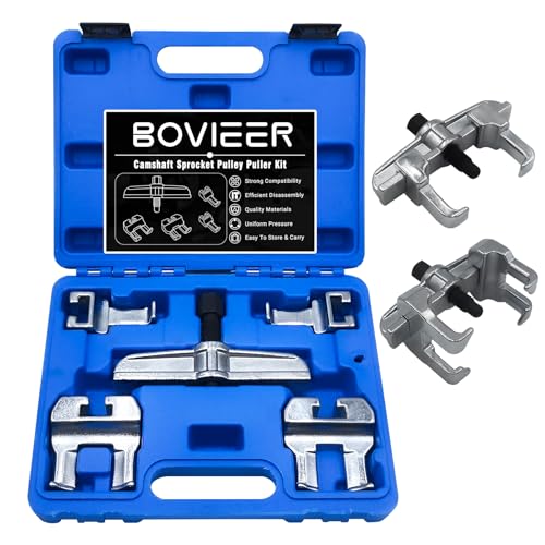 BOVIEER Camshaft Sprocket Pulley Puller Kit Compatible with VW Audi V6 V8 Engines, Cam Sprocket Pulley Removal Tool Set Replace T40001