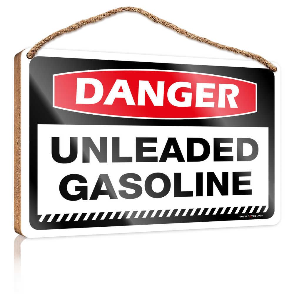 HMQW Hanging Wooden Plaque Danger Unleaded Gasoline Wooden Sign Decore For Room Funny Bathroom Wall Decor Sign Woo(23X35CM)