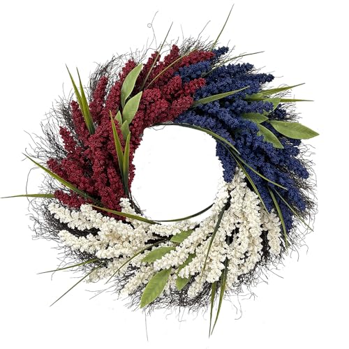 4th of July Wreath for Front Door, 20 Inch Red...