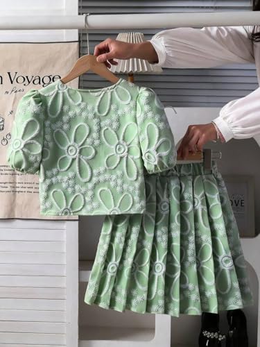 Image of Kids Toddler Girl Summer Clothes Letter Printed T-Shirt Top+ Floral Skirt 2pcs Girl's Skirt Set