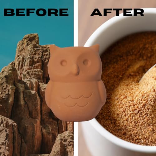 Image of Sifri 3D Brown Sugar Keeper 2-in-1 Set - Terracotta Clay Owl & Spoon Saver Softener - Cute Kitchen Storage & Freshness Holder for Sugar - Gift for Bakers (2, Owl and Spoon)