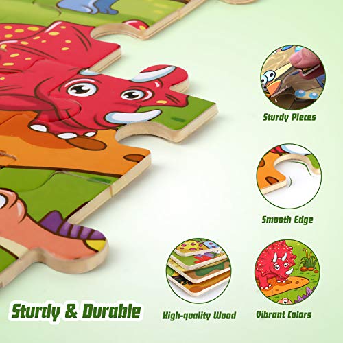 Synarry Wooden Jigsaw Puzzles For Kids Age 3-5 Year Old, 4 Pack 24-40 Pieces Preschool Educational Learning Toys Gift Set For Children Boys And Girls thumb #3