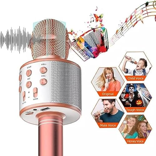 Microfone Profissional Bluetooth Sem Fio Handheld Karaoke Ktv Usb Jogador Alto-falante Rosê