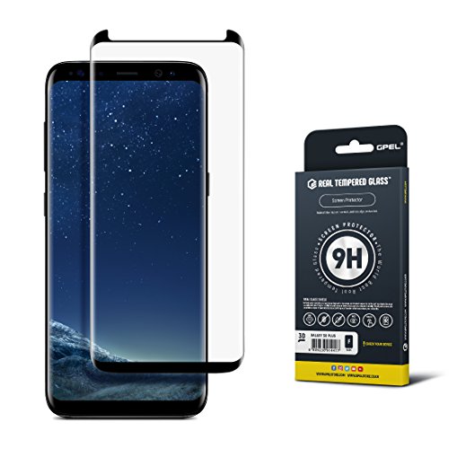 GPEL Screen Protector compatible for Galaxy S8 Plus Premium Japanese Asahi Tempered Glass, 3D Curved, Case Friendly (Black)
