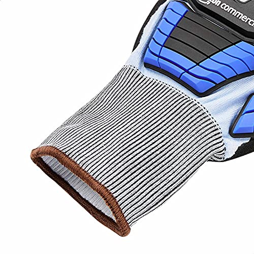 Amazoncommercial 18G Goldsilk & Sandy Nitrile Gloves With Impact Protection On Back (Blue/Black), Size L, 1-Pair #TOP5