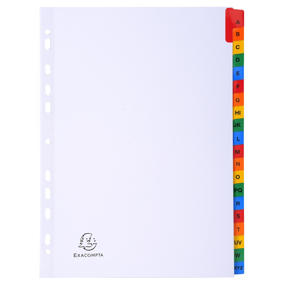 EXACOMPTA Jeu d'intercalaire alphabétique 20 positions en carte blanche 170g, onglets Mylar® A4