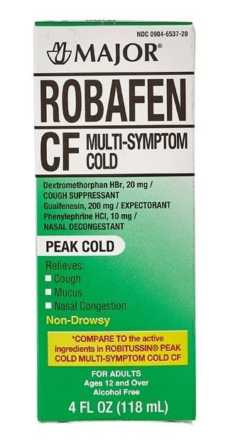 Major Robafen CF Multi-Symptom Peak Cold Cough Syrup (2 Pack)