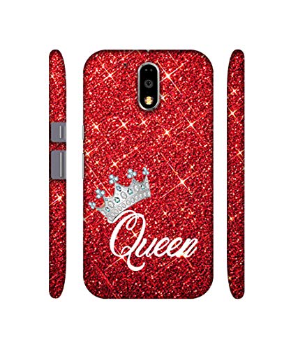 Image of Amazon Brand - Solimo Designer Queen On Red Glitter 3D Printed Hard Back Case Mobile Cover for Motorola Moto G4 Plus