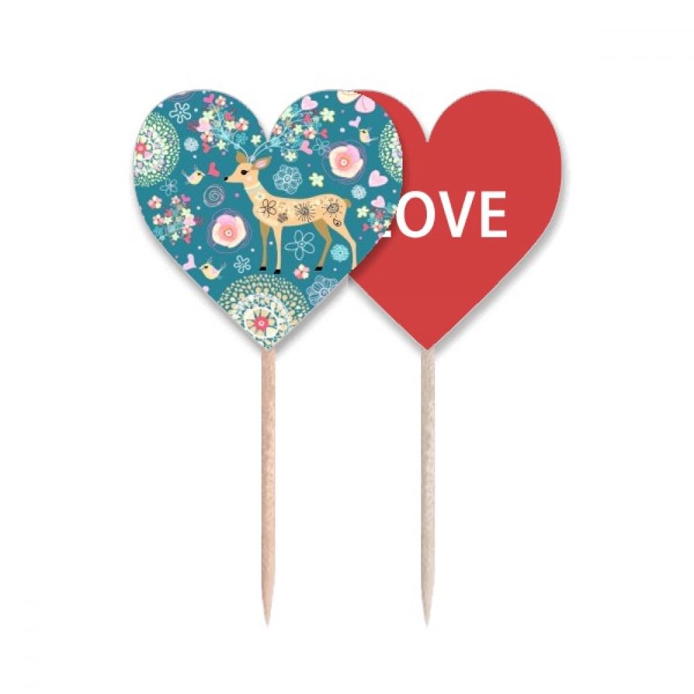 Cure-dents en cœur et motif floral de cerf pour vos apéritifs de fête