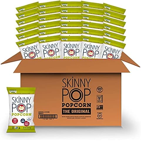 SkinnyPop Original Popcorn, Individual Snack Size Bags, Skinny Pop, Healthy Popcorn Snacks, Gluten Free, 0.65 Ounce (Pack of 30) Cover