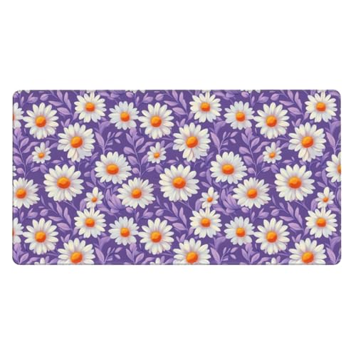 Grand tapis de souris de jeu violet marguerites pour bureau et ordinateur