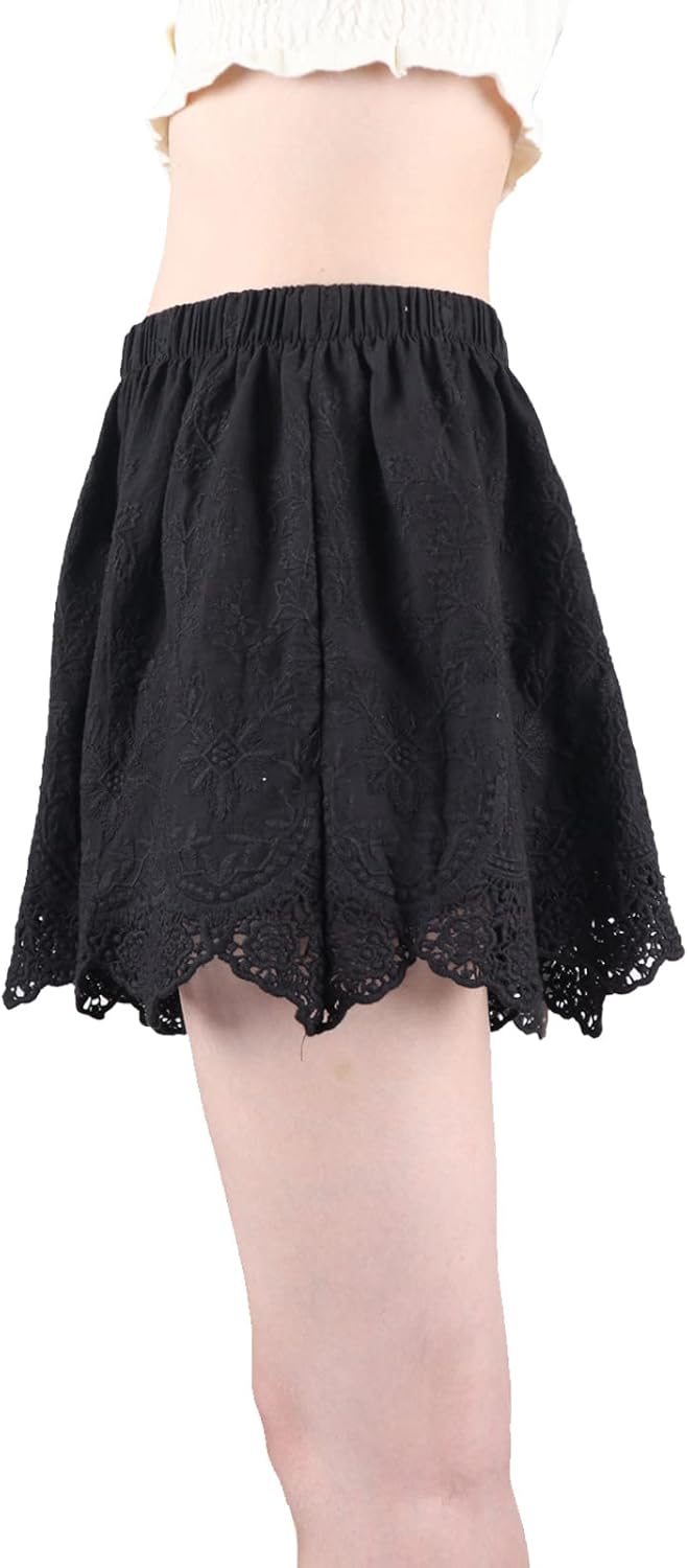 Vintage Lace Pettipants Slips Embroidery Flower Womens Lightweight Cotton Linen Bloomer Shorts Lounge Short Pants