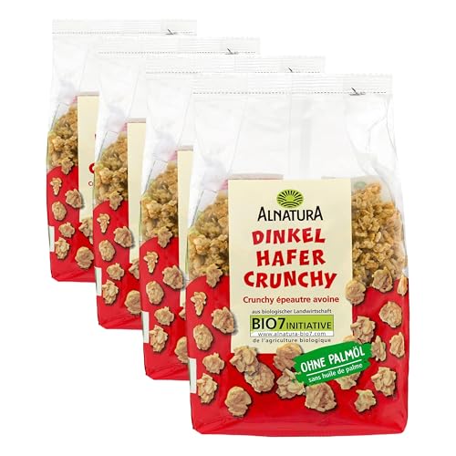 Alnatura Bio Dinkel-Hafer-Crunchy, 375g (Packung mit 4)