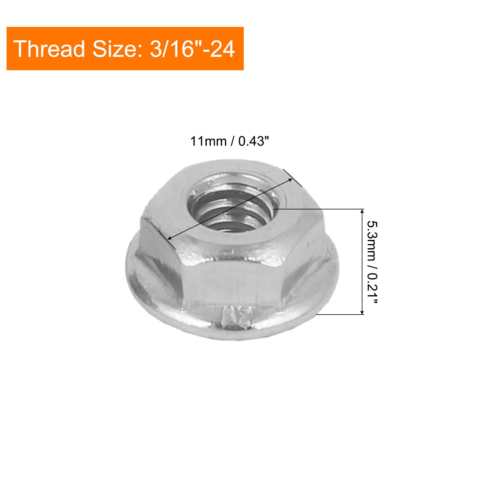 Amazon.com: uxcell 3/16-24 Serrated Flange Hex Lock Nuts