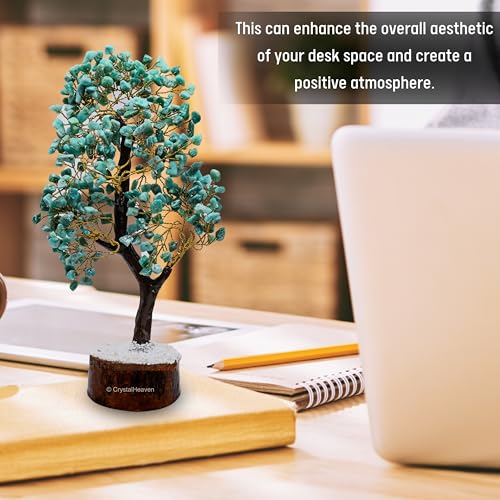 Image of Certified Amazonite Crystal Tree for Good Luck - Healing Crystals Money Tree for Wealth, Positive Energy at Home Office - Decorative Spiritual Gifts for Vastu, House Warming