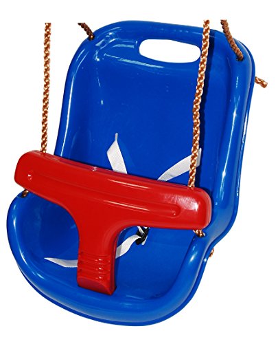 OTITU Balançoire bébé Siège-sûr système de sécurité, balancoire Enfant Exterieur, balancoire Jardin Enfant, Réglable wysokość, pour Bébé –Bleu - Rouge